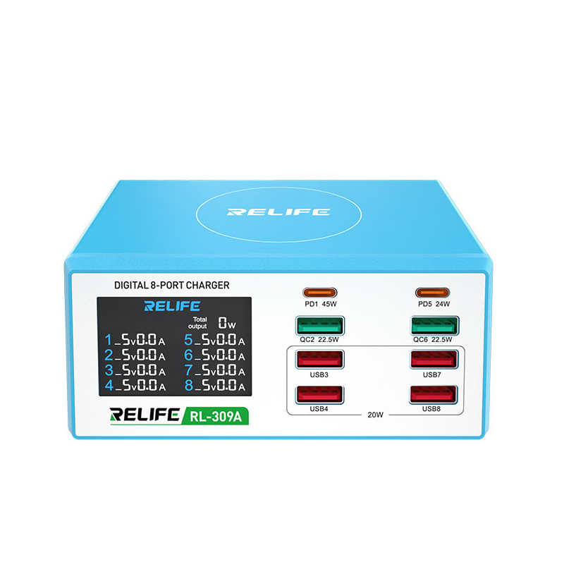 مولتی شارژر 8 پورت فست شارژ ریلایف RELIFE RL-309A